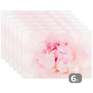 MuchoWow Platzset Nahaufnahme einer dichten rosa Pfingstrose, (6-St), Platzsets, Tischset, Abwaschbar, Tischsets, Platzdeckchen bunt