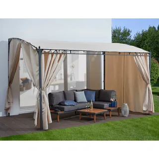 Anbaupavillon KONIFERA "Burano", beige (grau, sandbeige, sandbeige), B/H/T: 400cm x 250cm, Pavillons, BxT : 300x250 cm oder 400x250 cm