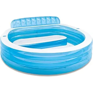 Luxus Pool Lounge, 295 x 175 x 53 cm, aufblasbar mit Rückenlehne, Sitzbank, Getränkehalter, Reparaturkit - Hellblau