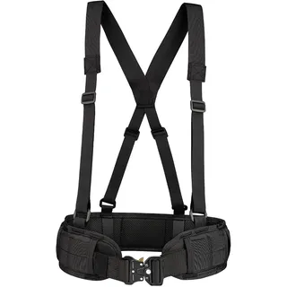 Kabxhueo Taktischer Herren-Gürtel mit Hosenträgern Militär-Arbeitsgürtel Utility Tactical Belt Multifunktionale Outdoor Hüfttasche Patrol Ausrüstung für Polizeiwache Sicherheit Jagd,Schwarz