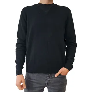 ZWILLINGSHERZ Herren 100% Kaschmir-Pullover Pullover mit V-Ausschnitt Langarm-Shirt Schwarz - L