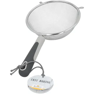 RBV Birkmann Birkmann, Easy Baking, Küchensieb zum Backen und Kochen, feinmaschiges Sieb mit Auflegeösen, Edelstahl mit grauem Kunststoffgriff, spülmaschinengeeignet, 16 cm lang, Ø 6 cm, 422681