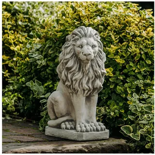 gartendekoparadies.de Gartenfigur Löwen Satuen Steinfiguren 2er-Set, H. 53 cm, 78 kg, (1 St., 2er-Set), Frostsicher grau
