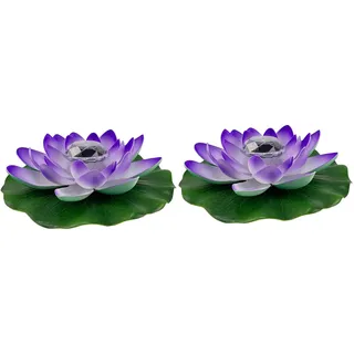 Yeehliny Lotusblüten-Licht, künstliche schwimmende Lotusblumen, Solar-Licht, Solar Lotusblüte, Pool-Licht, Schwimmender Künstlicher Lotus Laterne, Solarleuchte, Teich Dekoration (2PCS-Blau)