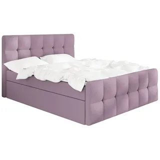 a&j möbelland gmbh Boxspringbett BERG 120 x 200 mit 2 Bettkästen, Bonell-Matratze und Topper. Farbe: Rosa - Rosa