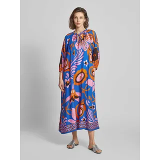 Kleid aus Viskose mit Allover-Muster, Blau, XS