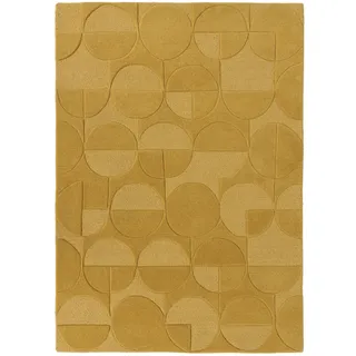 Wollteppich FLAIR RUGS "Gigi" Teppiche Gr. B/L: 160 cm x 160 cm, 8 mm, 1 St., gelb (ocker) Esszimmerteppiche aus 100% Wolle, geometrisches Design, fußbodenheizungsgeeignet