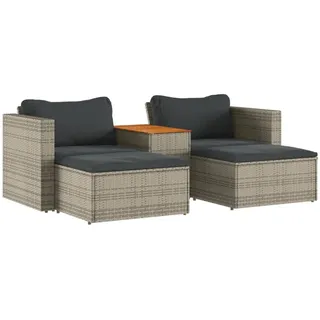 vidaXL Garten-Lounge-Set 5-tlg. grau Poly Rattan Akazie