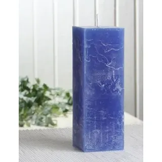 Rustik-Stumpenkerze, viereckig, 15 x 5 x 5 cm Ø, blau