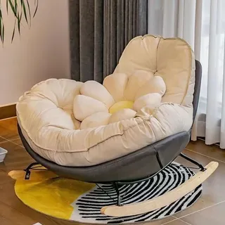 GWFBLID Modernes Sofa Schaukelstuhl Freizeit Schaukelstuhl Schaukelsessel Extra groß Wohnzimmer Relaxstuhl Belastbarkeit Bis 150kg bequemer gepolsterter Schaukelstuhl mit dickem Kissen for Wohnzimmer
