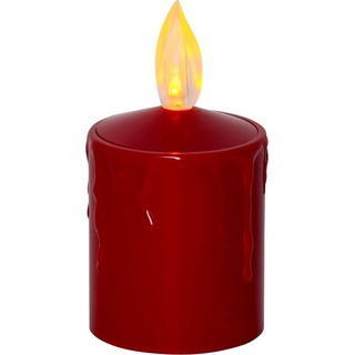 STAR TRADING LED-Kerze Paula (1-tlg), rot Grablicht ideal für Laternen Innen und Außen Lichtsensor 500h rot