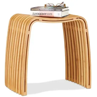 Relaxdays 2 x Garderoben Hocker im Bambus Design Hellbraun