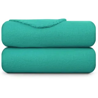 BestLivings Fleecedecke Mit Kedernaht 130 x 170 cm Türkis