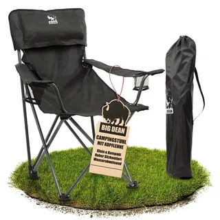 BigDean Campingstuhl Luxus Faltbar Schwarz