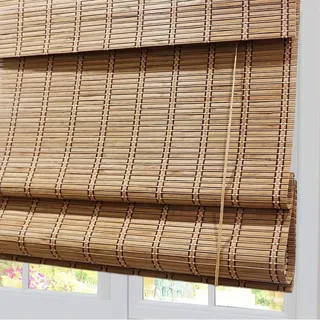 Bambusrollo mit Volant,Natürliche Bambus-Rollo Raffrollo,Holzrollo Jalousie,Schnurzugrollo,60% Sonnenschutz Balkonsichtschutz,Verdunkelungsrollos,für Fenste/Restaurant/Garten (W120xH200cm/47x79in)