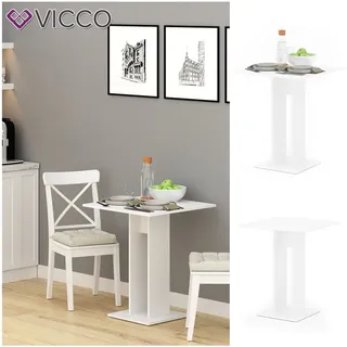 VICCO Esstisch EWERT Küchentisch Esszimmer Tisch Säulentisch weiß 65x65 cm