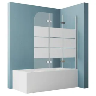 Hopibath Duschwand für Badewanne 3 teilig 130x140 Badewannenaufsatz Glas faltbar, 6mm Sicherheitsglas, (Faltwand, Schwarz, Chrom, Milchglas, Klarglas), komplett faltbar silberfarben