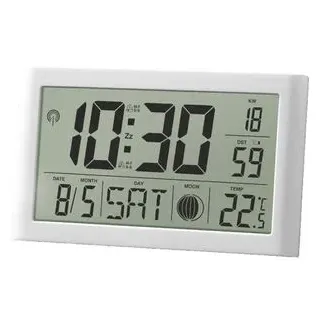 Miraval Wanduhr Kunststoff, digital, Funkuhr, 20 x 12 cm, weiß, mit Thermometer & Datumsanzeige, lautlos