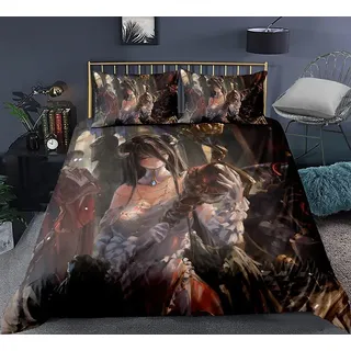 Overlord Albedo Anime Bettwäsche-Sets Cartoon 3D-gedrucktes Polyestergewebe 1 Bettbezug + 2 Kissenbezüge (keine Bettdecke)