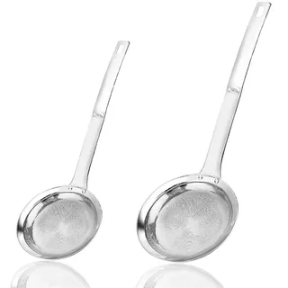 Schaumkelle Edelstahl, Schaumlöffel, Abseihlöffel, Spinnennetz-Schöpflöffel, frittierkelle, Spinnensieb Feines Sieb für Wok Zubehör, Filter Skims Fat Scum, Skimming Fett Schaum