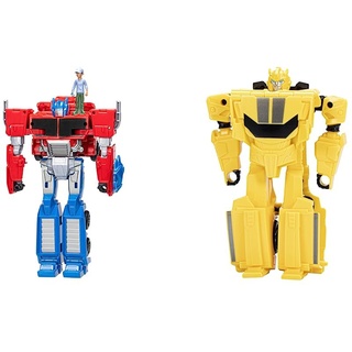 Transformers Spielzeug EarthSpark Spin Changer Optimus Prime Action-Figur 20 cm mit Robby Malto Figur 5 cm, ab 6 & Earthspark Bumblebee 1-Step Flip Changer Figur, 10 cm, ab 6 Jahren