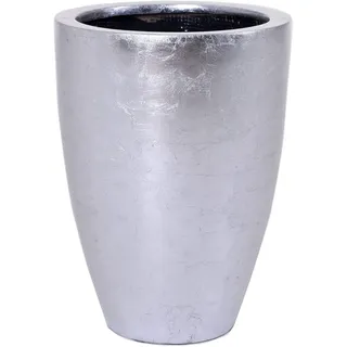 VIVANNO Bodenvase Opala Silber XXL - Hohe Dekovase Fiberglas - 44 cm Hoch | Groß Formatige Stehvase in Silber Hochglanz Optik - Edle Boden-Vase für Innenräume - Handgearbeitete Design Standvase