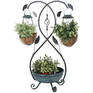 Harms Import Außenleuchte Stahl H 80 cm 3 Blumentöpfe grau/silber