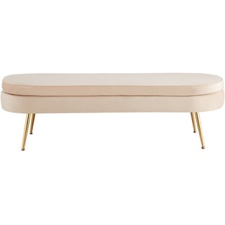 SalesFever Sitzpouf oval lang aus Samt Metallgestell Gold verchromt - Beige - 142