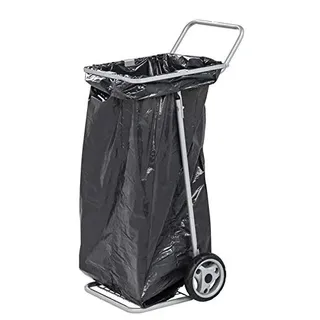 DS Praktischer Metall - Müllsackwagen - Müllsackhalter - Müllsackständer für Kunststoff- oder Papiersäcke bis 125 Liter - Vollgummiräder Tragfähigkeit 50 kg