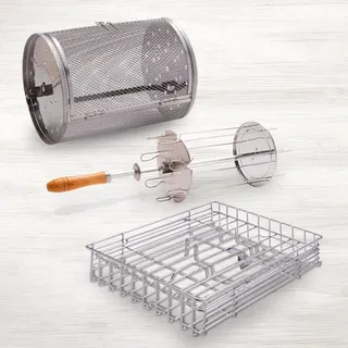 Livington Rotisserie Chef - Zubehör-Set - Grillgitter, Drehkorb & Schaschlikset