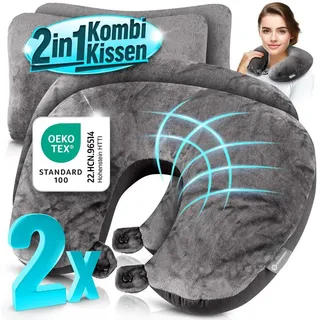HEIMwert Reisekissen Nackenkissen 37 x 27 cm Grau
