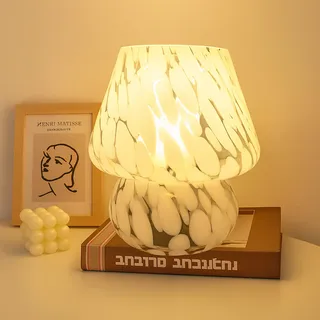 Relaxdays Tischlampe Pilz Design Weiß