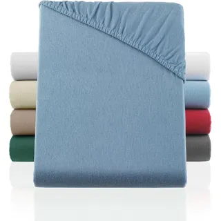 BaSaTex Biber Flanell Winter Spannbettlaken, 90x200 cm, Rauchblau