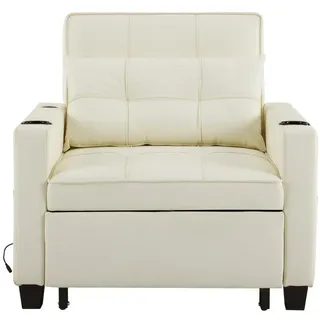 Komhtom Schlafsessel, Weiß, Leder, Mode, 1-Sitzer, 74x84x87 cm, Wohnzimmer, Sessel, Relaxliegen