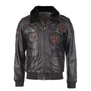 Lederjacke TOP GUN "TGJ1001", Herren, Gr. 50 (M), braun, Obermaterial: 100% Leder, Lamm . Futter: 100% Viskose . Wattierung: 100% Polyester . Kragen: Lammfell, Jacken