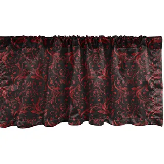 ABAKUHAUS viktorianisch Fenster Volant, Strudel Blumen Ethnic, Vorhang Volant für Küche Schlafzimmer Dekor mit Stangentasche, 137 cm X 30 cm, Koksgraue Rubin