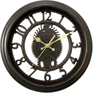 Vintage 11" Wanduhr - Schwarz, Kreative Skelett-wanduhr, Runde Wanduhr Mit Beleuchtung Für Das Wohnzimmer, Luxuriöser Stil