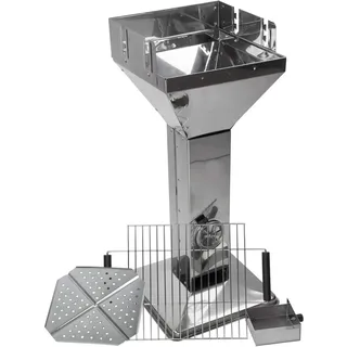 Säulengrill Holzkohlegrill Barbecue BBQ Grill im Edelstahl Design 52,5x39x94 cm