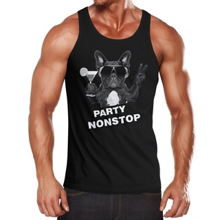 Neverless Tanktop Party Herren Tank-Top Nonstop Mops French Bulldog Muskelshirt Muscle Shirt Neverless® mit Print schwarz S