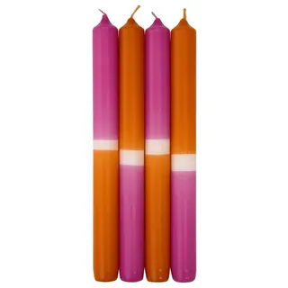 INNA-Glas Tafelkerze Dip Dye Stabkerzen LISSITA, 4 Stück, pink-aprikose, 25cm, Ø2,3cm, 11h bunt