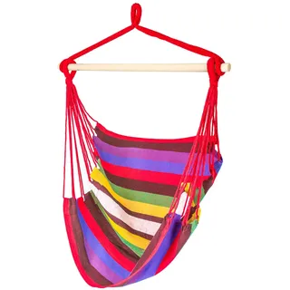 ZOLTA Hängematte 100x100cm - Indoor- und Outdoor- Hängeschaukel - Gartenzubehör - Camping Zubehör - Hängender Schaukelstuhl - Häng Hängematte - Hammock für Kinder und Erwachsene - Streifen mit Lila