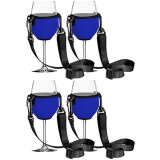 Ailovone weinglashalter zum umhängen 4 Stück Weinglashalter mit Lanyard weinglashalterung ink Glashalter Weinhalter für Picknicks, Partys, Geburtstage, Hochzeiten (Blau)