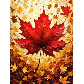 Malen nach Zahlen Erwachsene Ahornblatt Malen nach Zahlen Herbst Paint by Numbers, Malen nach Zahlen Leinwand Bastelset Erwachsene, DlY Handgemalt Olgemalde mit Pinseln Acrylfarbe 40 x 50 cm H-562