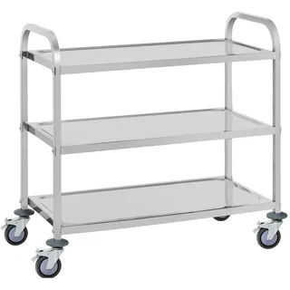 Royal Catering RCSW 3A Servierwagen Edelstahl 3 Borde Ablagen: 90 x 50 cm