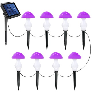 LED Solar Pilze Lichterkette Aussen Solarlampen für Außen Garten Pilz Lampe Gartendeko für Draußen,Innenhöfe, Rasenflächen,(lila)