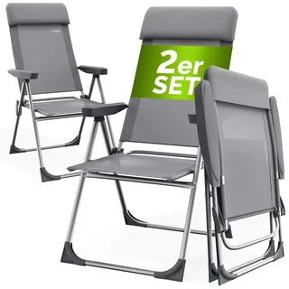 CASARIA Gartenstuhl 2er Set 60 x 73 x 110 cm grau klappbar