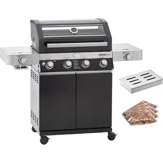 RÖSLE BBQ Gasgrill Videro G4-S Vario+ Schwarz mit Räucherset - Schwarz