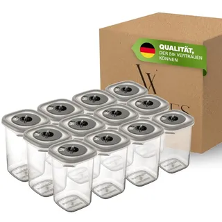 Viwares Gewürzdosen Set – 12 Aufbewahrungsdosen mit Streudeckel – BPA-frei, spülmaschinengeeignet, transparent – ideal als Gewürzstreuer, ... - Grau