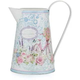Moritz Deko Gießkanne 20 cm Hellblau-floral – Blechkanne Fahrrad Vintage
