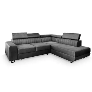 masseno Eckcouch Velours 3-Sitzer Grau